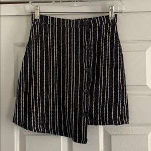 Asymmetrical black and white striped skirt